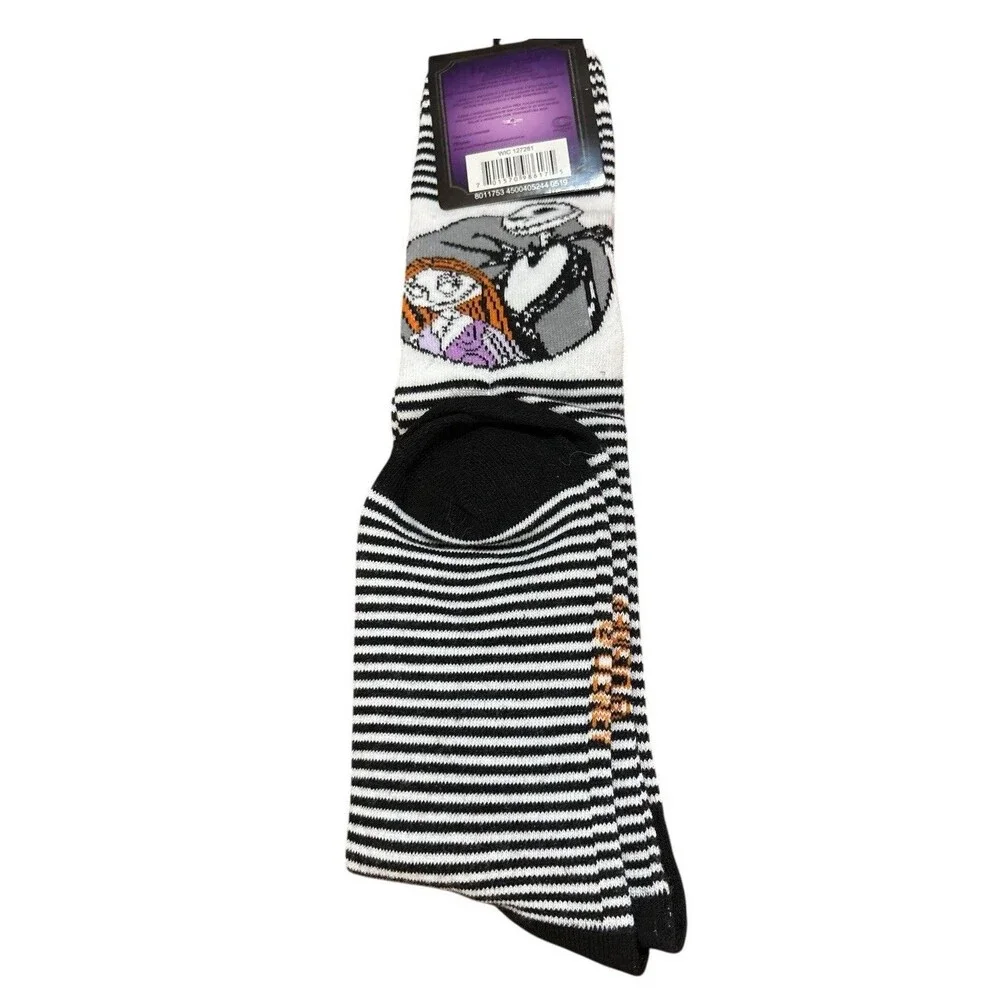 Disney Nightmare Before Christmas Jack & Sally Striped Crew Socks Size 4-10
